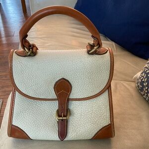 Dooney & Bourke Elegant White and Brown Leather Handbag